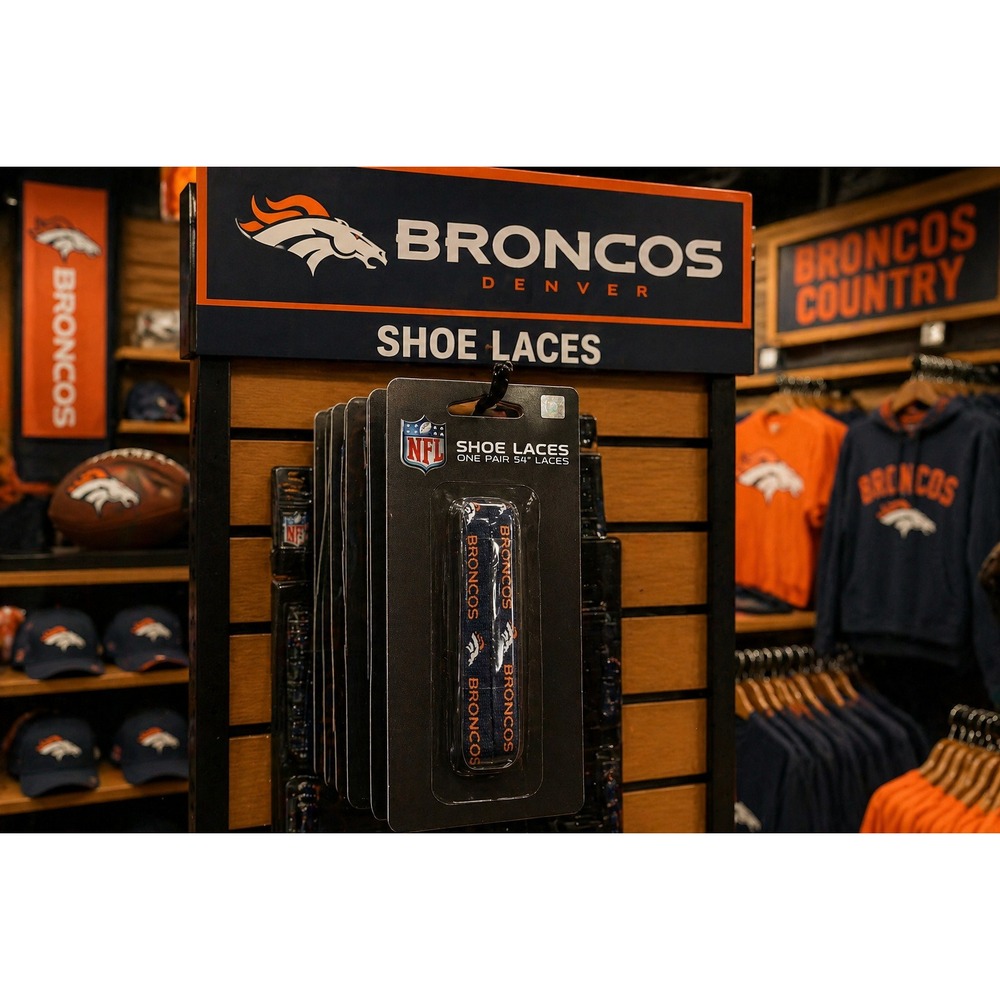 NFL Denver Broncos Shoe Laces Navy Blue Orange Logo 54 Inch One Pair New